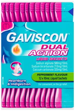 Gaviscon Dual Action Peppermint Liquid Sachets