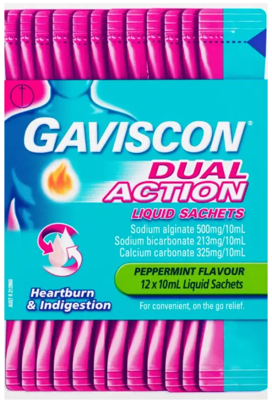 Gaviscon Dual Action Peppermint Liquid Sachets